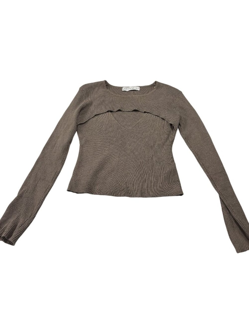 Petal & Pup Beige Ribbed Long Sleeve Cutout Sweater Womens Size S
